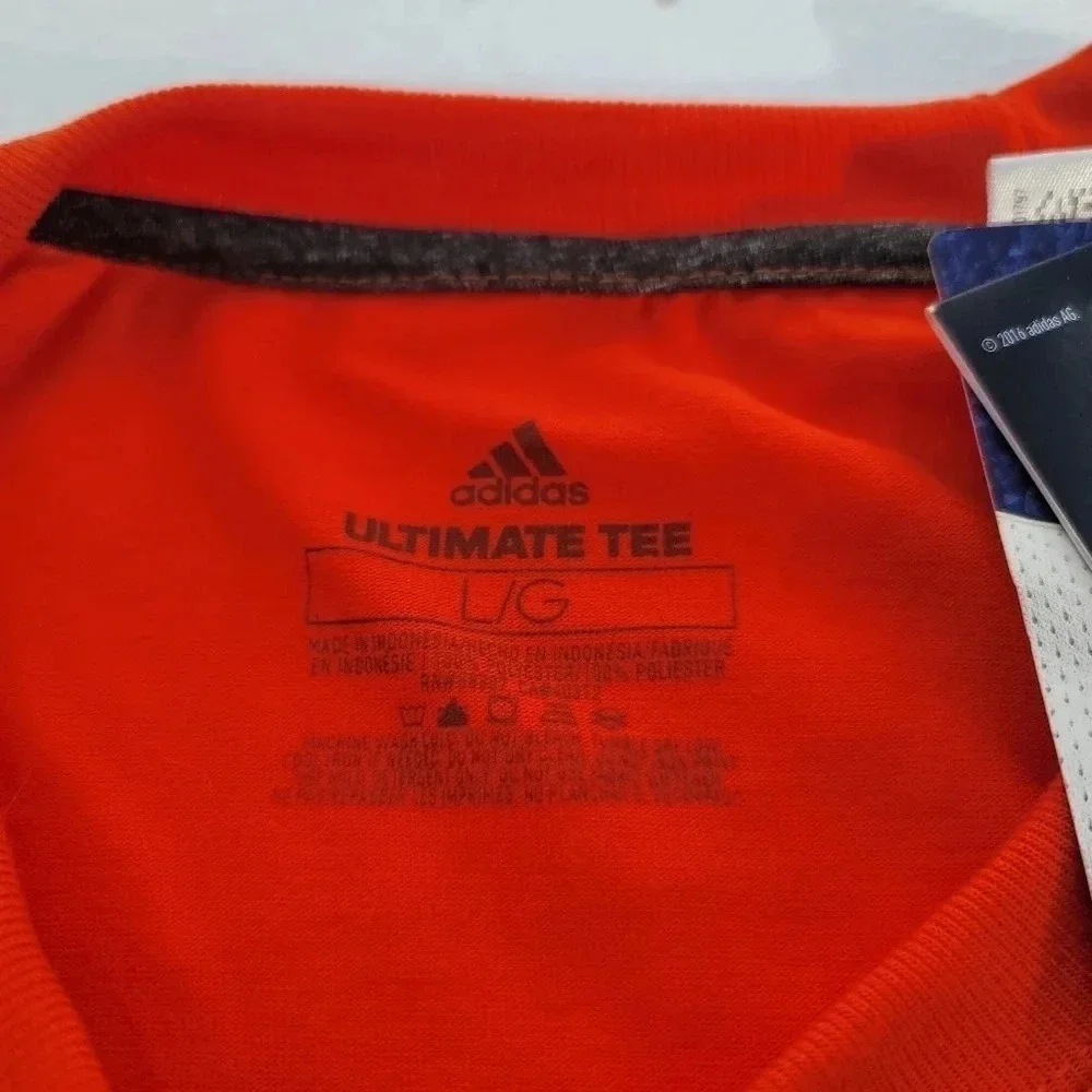 NWT Adidas The Go-To Tee University Miami Mens L Orange Short Sleeve College M
